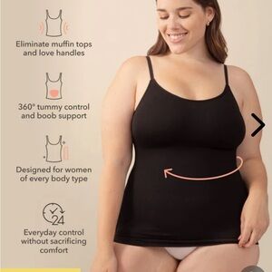 Shapermint Black Seamless Cami with Adjustable Straps -M